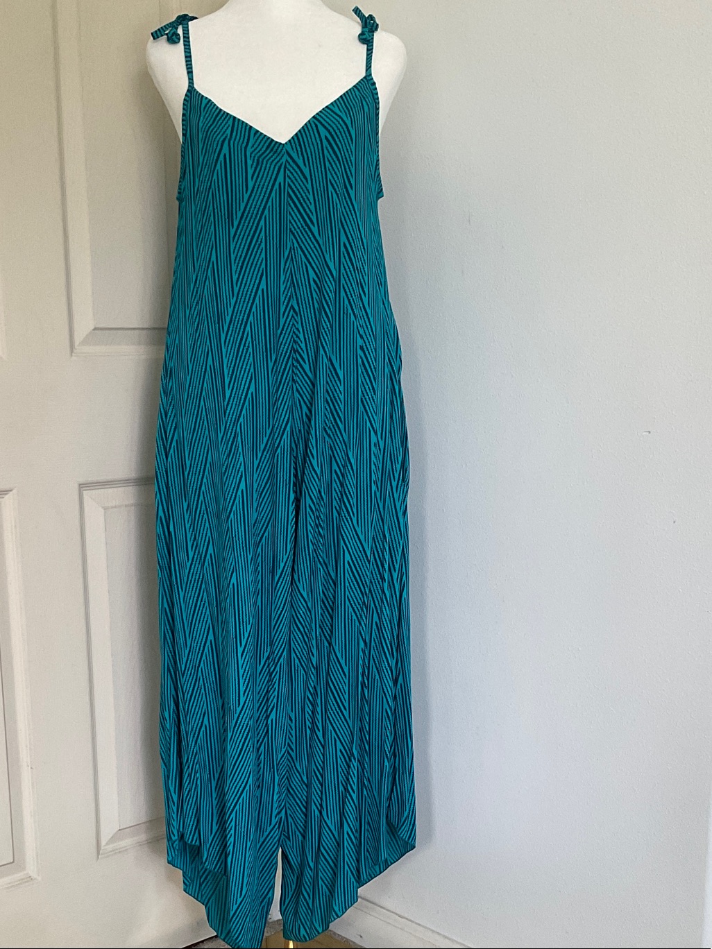 Tie-Shoulder V-Neck Jumpsuit